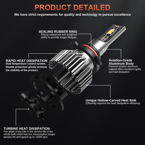For 2013-2015 Toyota RAV4 Combo LED Headlight High/Low + Fog Light Bulbs Kit V2T - Foto 6 di 14