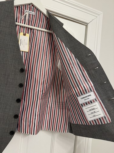 Thom Browne Classic 5B Grey Wool Suit Vest In 2 Ply Fresco Men’s Size 1 - Picture 3 of 7