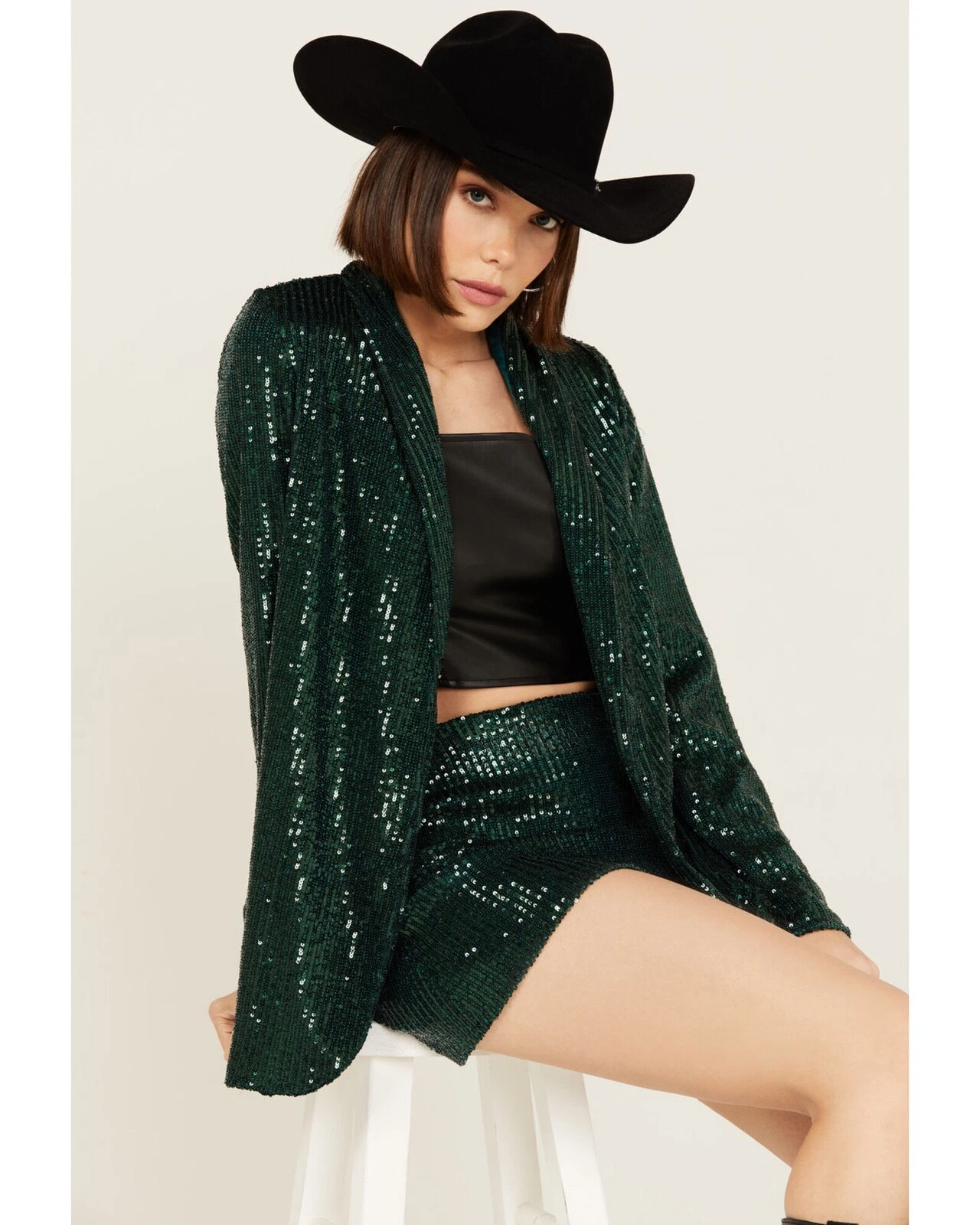 Show Me Your Mumu Sequins Dance Blazer Dark Green NWT Size S