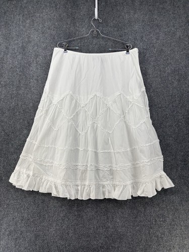 apt. 9 White Ruffle Layer Boho Skirt 16 Side Zip Fairy Festival White Lagenlook