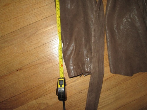 Giacca donna ALL SAINTS pelle marrone con cintura asimmetrica sfoderata zip taglia 12 - Foto 11 di 15