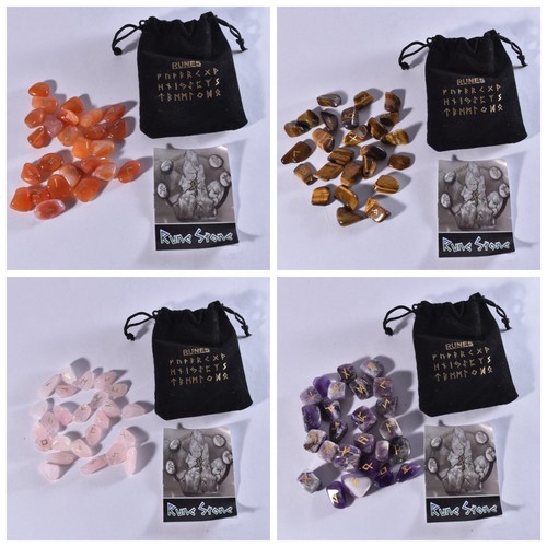 Juego de símbolos de piedra runa runas piedra preciosa cristal curativo runa piedra de caída natural