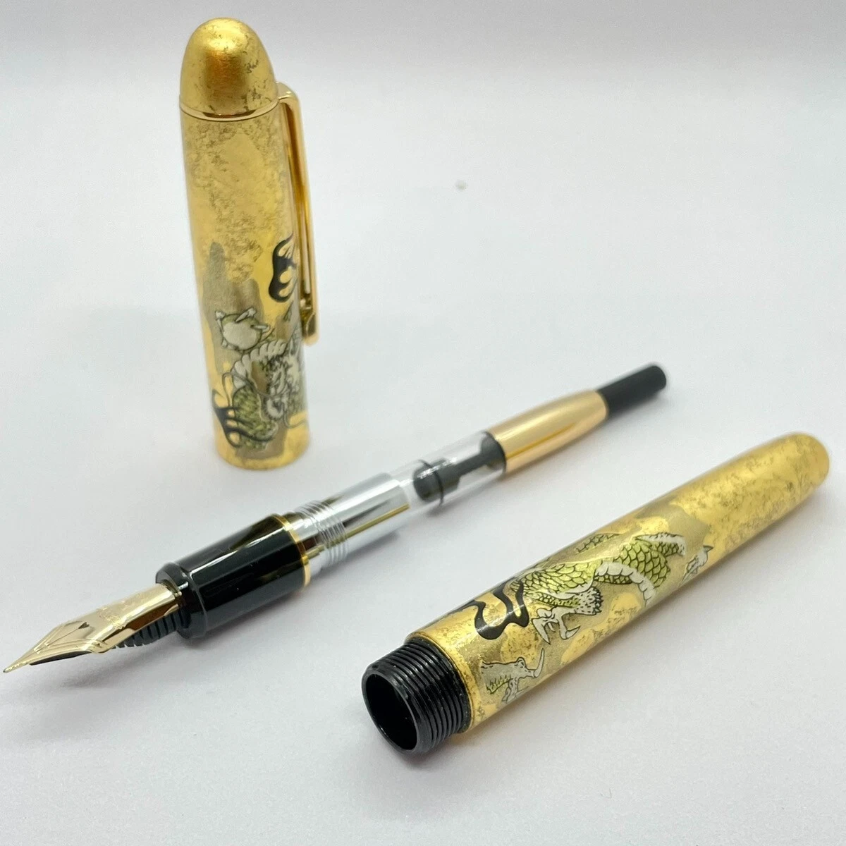 PLATINUM Fountain pen" Ascending dragon " PNB-35000H #57 14k Gold leaf Nib Sizes: Medium Broad - Image 4