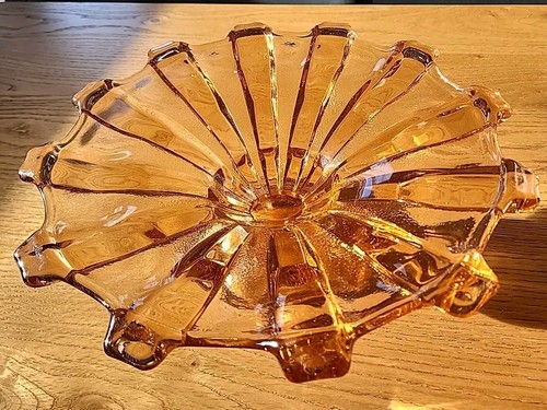 Antique Vintage Art Deco Pink/Orange Depression Glass Fruit Bowl. EC - Picture 15 of 15