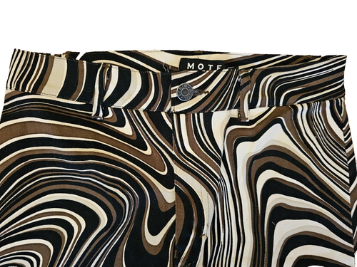 Flared Stripy Patterned Trousers By Motel Brown/Beige Stretch Material - SizeXS - Picture 3 of 5