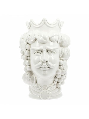 Sicilian moorheads pair man and woman in Caltagirone ceramic entirely hand-shaped H.25 cm