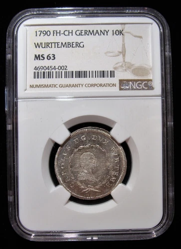 German States: Wurttemberg 1790 FH-CH 10 Kreuzer. MS63 NGC.