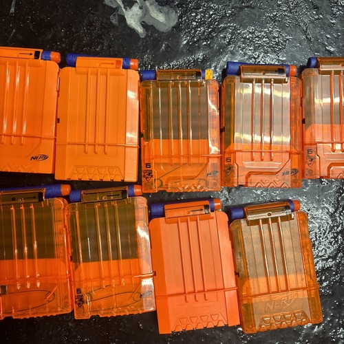 Nerf Dart Gun 6 Round Ammo Magazine Clip - Lot of 9 With Darts - Picture 2 of 4