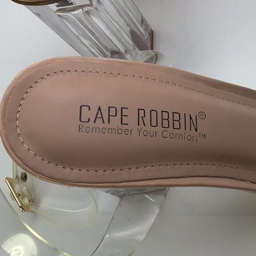 Cape Robbin New Maria 2 Heel Transparent Clear Tan Ankle Strap Sandal Size 10 - Picture 5 of 9