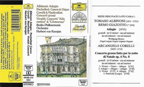 Karajan Albinoni Corelli Vivaldi Adagio Concerto Grosso CASSETTE ALBUM DG - Picture 12 of 12