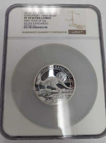 2015 P Australia $8 5 oz Silver Kangaroo High Relief NGC PF70UC Serial #14 - Picture 2 of 8