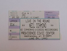 Neil Diamond Round Concert Ticket Stub Old Vintage June 9, 1993 Providence RI #1