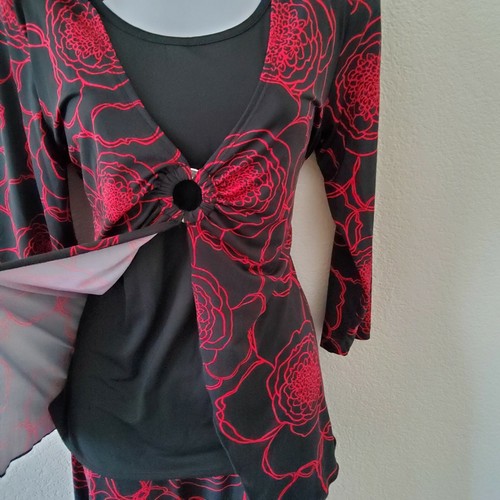 Sag Harbor Womens Skirt Set Red & Black Waist A Line Floral Print - Picture 4 of 12