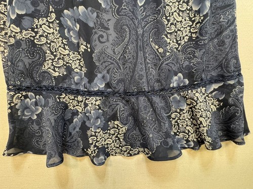 Sag Harbor Womens A-Line Skirt Size 16 Navy White Floral Paisley Cottagecore - Picture 6 of 15