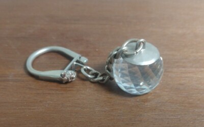 ★【DIESEL】 Holi C Logo Keyring Silver Crystal★ SWAROVSKI Silver & Crystal Keychain 4