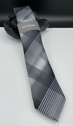 VAN HEUSEN Men's Neck Tie ~ Black ~ Plaids & Checks ~ NEW Fashion MSRP: $45. - Picture 2 of 3