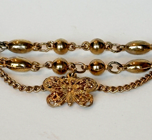 Vintage Filigree Butterfly Collar Chain Cardigan Clip or Sweater Guard Gold Tone - Picture 4 of 7