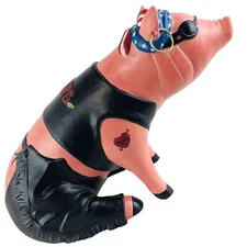 Biker Motorcycle Hog Pig Piggy Bank Ceramic Department 56 NEW NOS