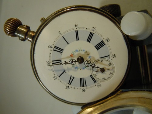 Antike franz. Taschenuhr Remontoir/Cylindere 10 Rubis Silber, läuft! - Bild 2 von 10