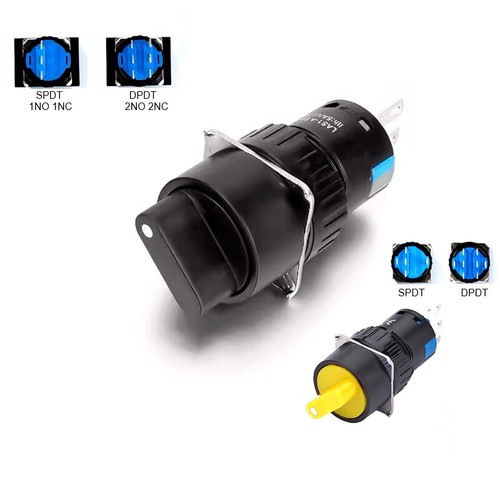 16mm SPDT/DPDT 5A 2/3Position Round LED Illuminated Plastic Selector Knob Switch - Picture 14 of 19