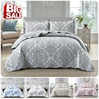 New 3PC Patchwork Quilted Bedspread Luxury Comforter Bed Throw Pillow Shams King