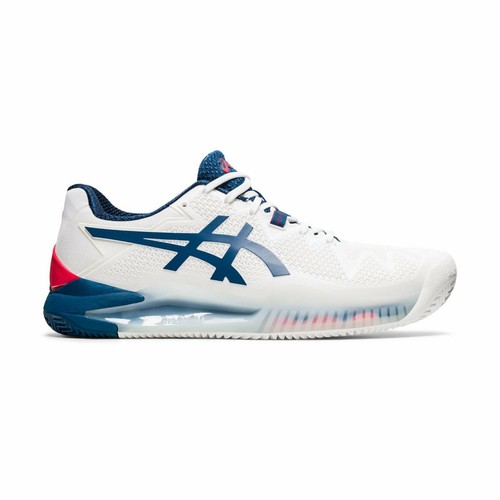 Asics Gel Resolution 8 Men's Clay Court Tennis Shoe (White/Mako Blue) | eBay