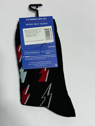 Bowie Novelty Crew Socks 1 Pair Multicolor Shoe Women One Size - Picture 3 of 3