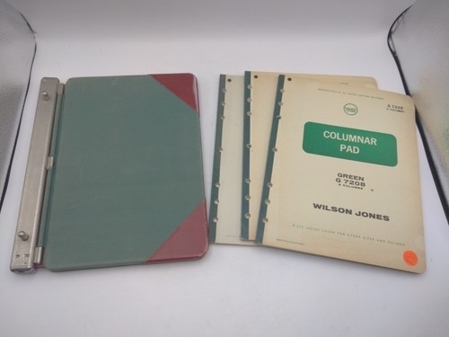 Vintage Resolute Post Binder Ledger Accounting 11" By 8 1/2", 3 Columnar Pads