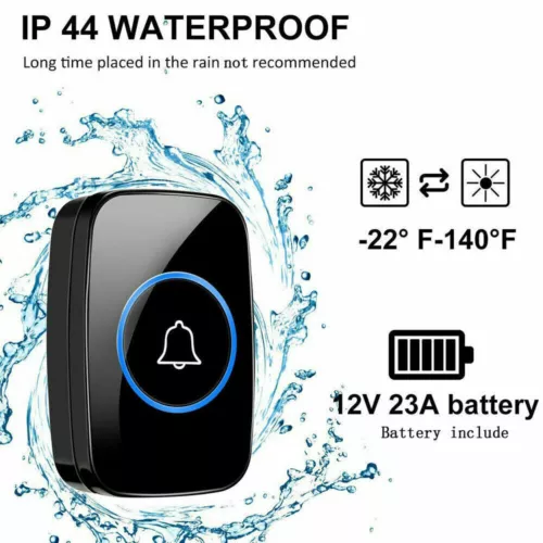 Wireless Doorbell Chime Outdoor Waterproof Receiver Adjustable Volume 1000FT Kit - Picture 13 of 19