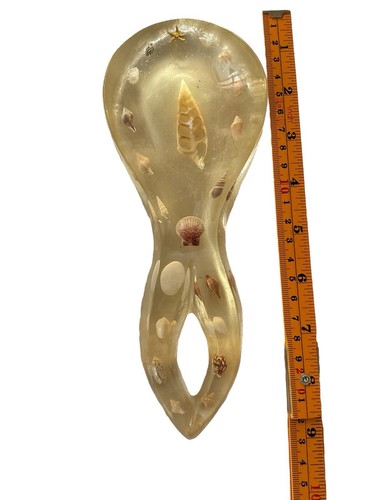 Lucite Acrylic Seashell Embedded Spoon Rest FLAW see Photos - Picture 7 of 8