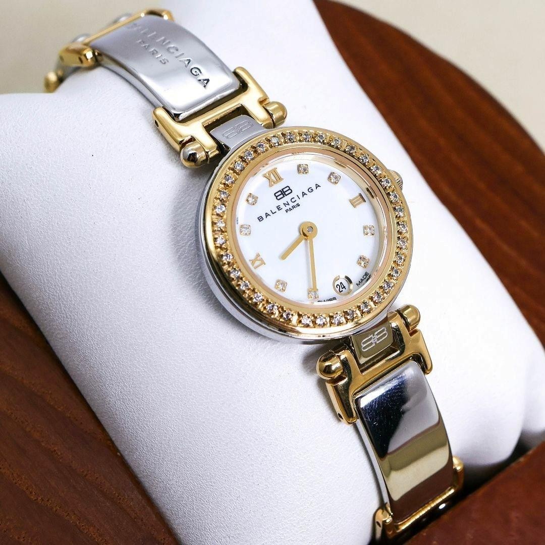 Balenciaga Quartz Watch Stone Bezel Luxury Used Excellent Condition
