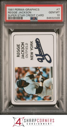 1981 PERMA-GRAPHICS SUPER STAR KREDITKARTE #7 REGGIE JACKSON PSA 10