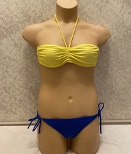 Op Bikini. Yellow Cinch, Top And Royal Blue Bottom. Size Medium.