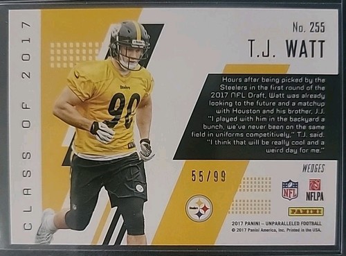 2017 Panini Unparalleled Gold TJ Watt Rookie 55/99 - Picture 2 of 2