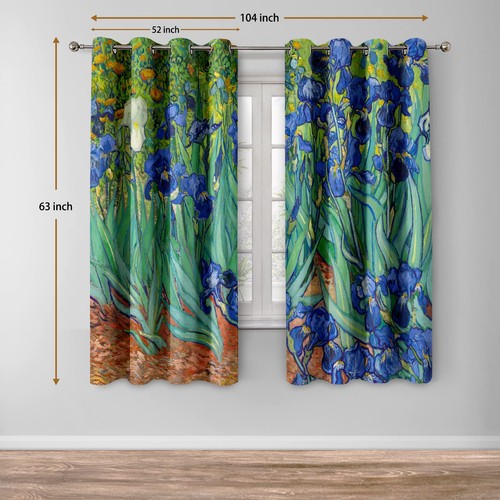 Irises Blackout Curtains Blue and Purple Iris Flowers Floral Art Decor Home B... - Picture 2 of 6