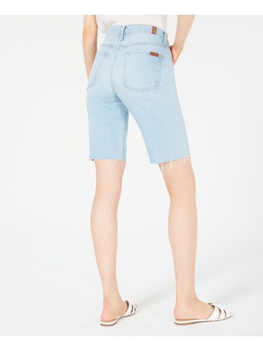 7 FOR ALL MANKIND Womens Light Blue Bermuda Shorts Size: 27 Waist - Picture 6 of 6