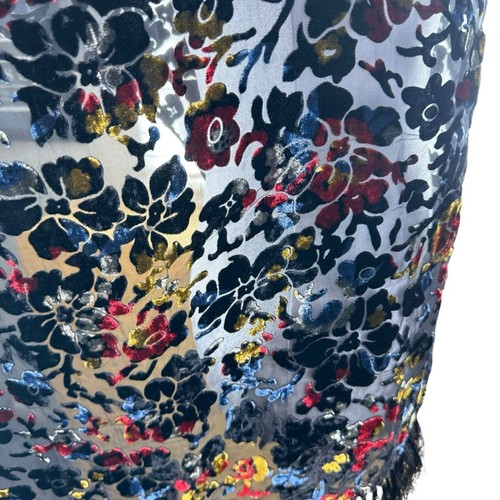 Velvet Floral Wrap Shawl Semi Sheer Fringed - Bild 3 von 8