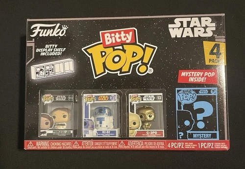 Funko Bitty Pop! Star Wars 4-Pack Princess Leia, R2-D2, C-3PO, Mystery Chase NEW