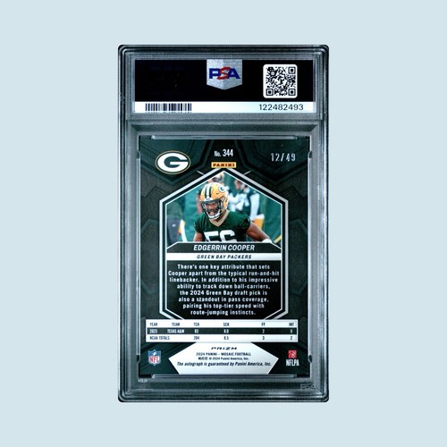 2024 Panini Mosaic Edgerrin Cooper Auto Purple /49 PSA 9 #344 - Picture 2 of 2