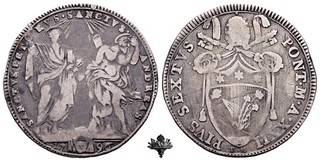 STATO PONTIFICIO Roma Testone 1796 RARO Papa Pio VI ARGENTO