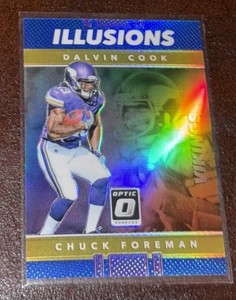 2017 Donruss Optic Illusions Blue Prizm 126/149 Chuck Foreman Dalvin Cook Rookie