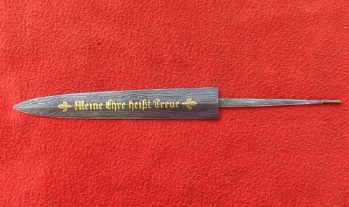 Damascus Steel German SS Dagger Blade With Gold Lettering Work - Picture 9 of 10