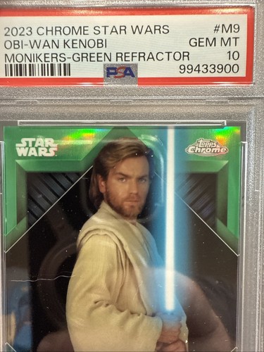 2023 Topps Chrome Star Wars Obi-Wan Kenobi Green Refactor Monikers #M9 PSA 10 68 - Picture 4 of 8