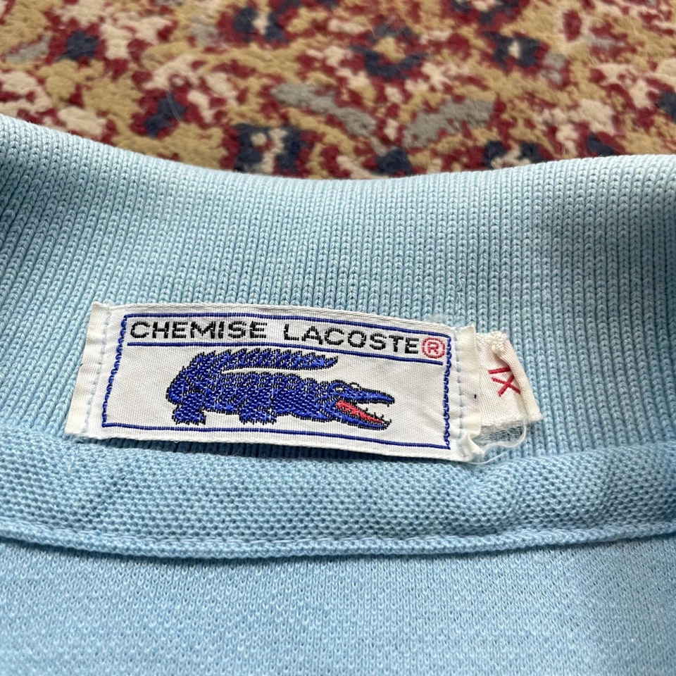 True VTG Chemise Lacoste 60s 70s Sky Blue Alligator Polo Shirt XL Kurt Cobain SS - Image 3 of 4