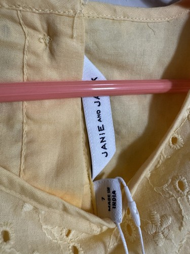 NWT janie and jack Ruffle Trim Eyelet dress size 7 Yellow/Easter - Picture 3 of 5