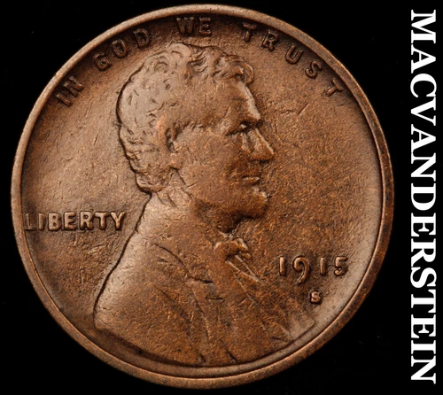 1915-S Lincoln Wheat Cent- Semi Key- Very Fine Better Date No Reserve #J3191