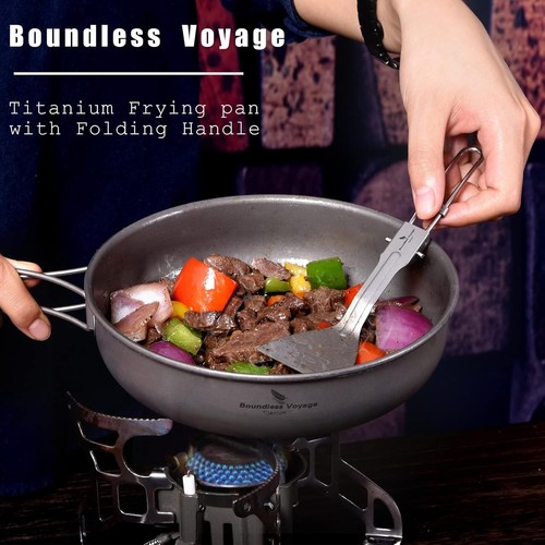 Boundless Voyage 7 inch Titanium Frying Pan Plate Dish with Folding Handle - Picture 2 of 8