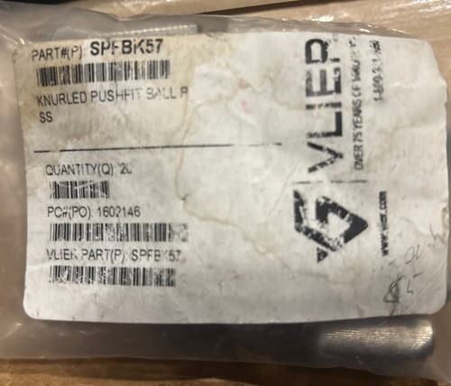 20 Pk) Vlier SPFBK57 Press-Fit, SS, émbolo de bola moleteada sin hombros .379" OD - Imagen 2 de 3