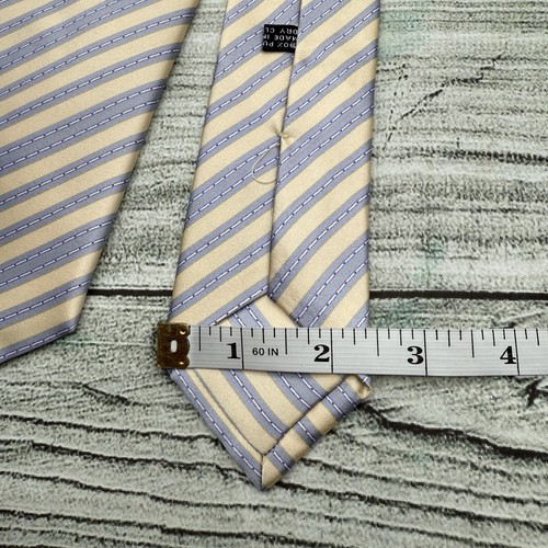 STEFANO RICCI Luxury Collection Silk Necktie ITALY Striped Cream Blue Crystal - Picture 7 of 9