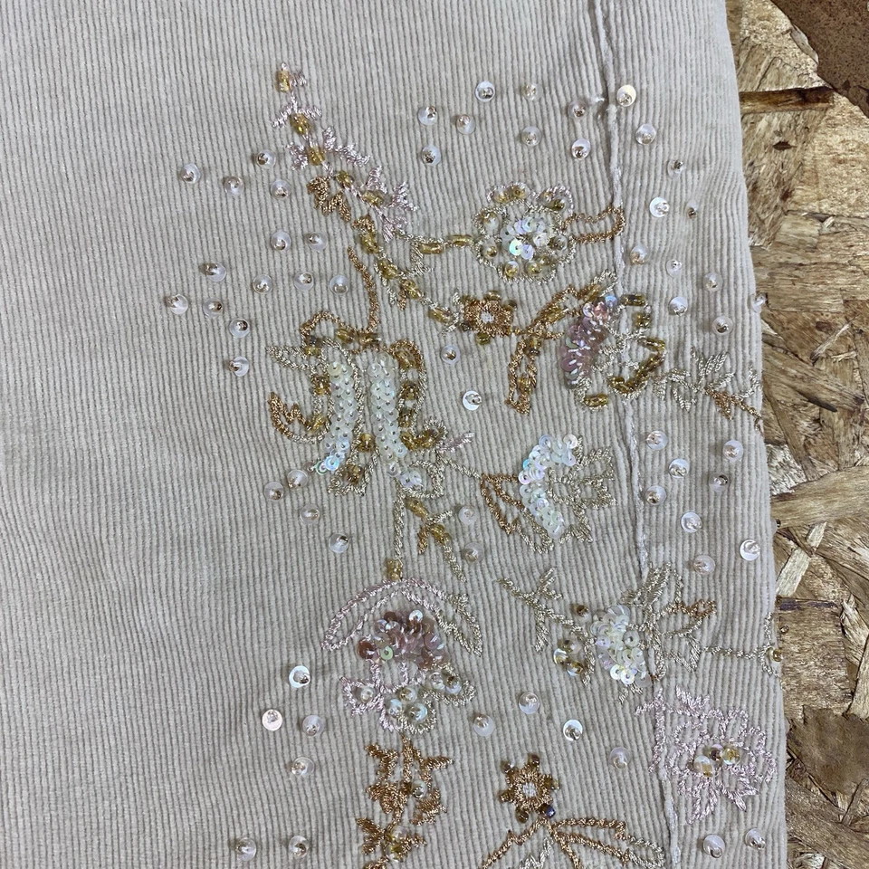 Pantalones acampanados vintage Y2K Arden B. pana tostada bordada secuencia para mujer talla 8 Foto 3 de 4